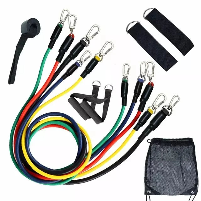 11Pcs Resistance Bands Set Yoga Exercise Fitness Band Pilates Tension