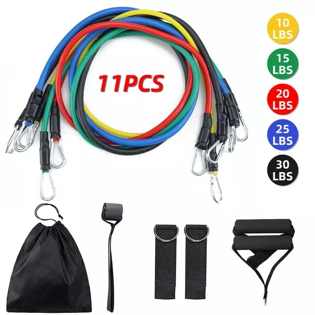 11Pcs Resistance Bands Set Yoga Exercise Fitness Band Pilates Tension