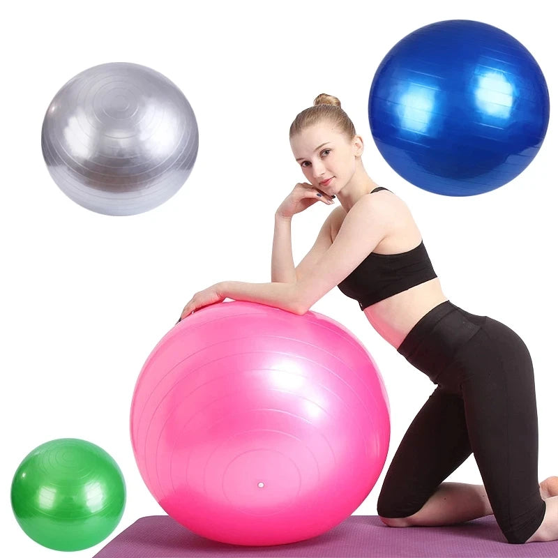 55cm Explosion-Proof Yoga Ball with Pump - Pilates Fitness Gym Balance Stability Ball, Swiss Exercise and Massage Ball
