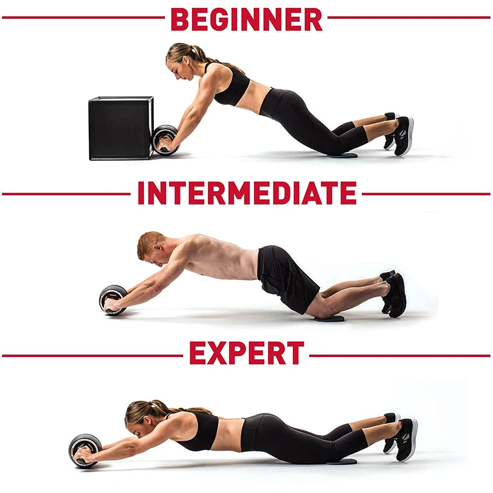 Noise-Free Ab Roller with Automatic Rebound - Abdominal Muscle Trainer for Home Training and Gym Fitness Equipment
