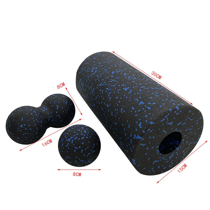 Hollow Yoga Roller and EPP Peanut Massage Ball Set - Fitness Foam Column for Back Pain Relief, Leg and Hip Stretching, and Deep Tissue Muscle Relaxation