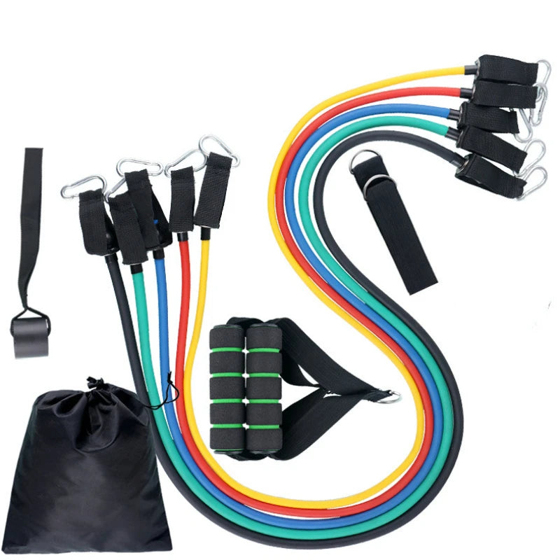11Pcs Resistance Bands Set Yoga Exercise Fitness Band Pilates Tension