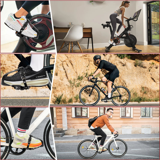 BUCKLOS Spin Pedals - DU Bearing Aluminum Alloy Pedals with Toe Clips for Road and Mountain Bikes, Ideal for Cycling and Exercise