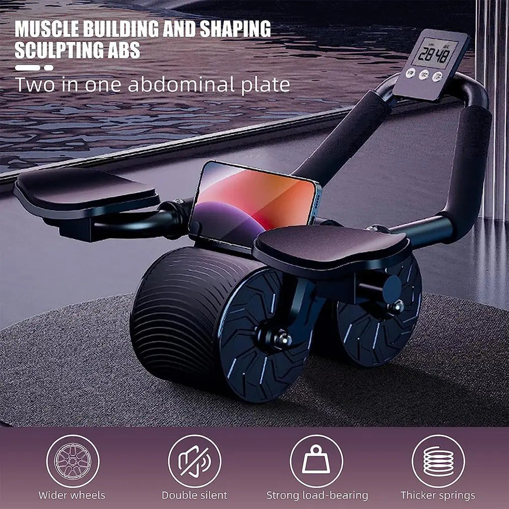 Automatic Rebound Ab Roller with Elbow Support - Dual-Wheel Abdominal Exercise Equipment for Slimming, Belly Fitness, and Strength Training