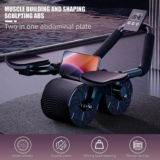 Automatic Rebound Ab Roller with Elbow Support - Dual-Wheel Abdominal Exercise Equipment for Slimming, Belly Fitness, and Strength Training
