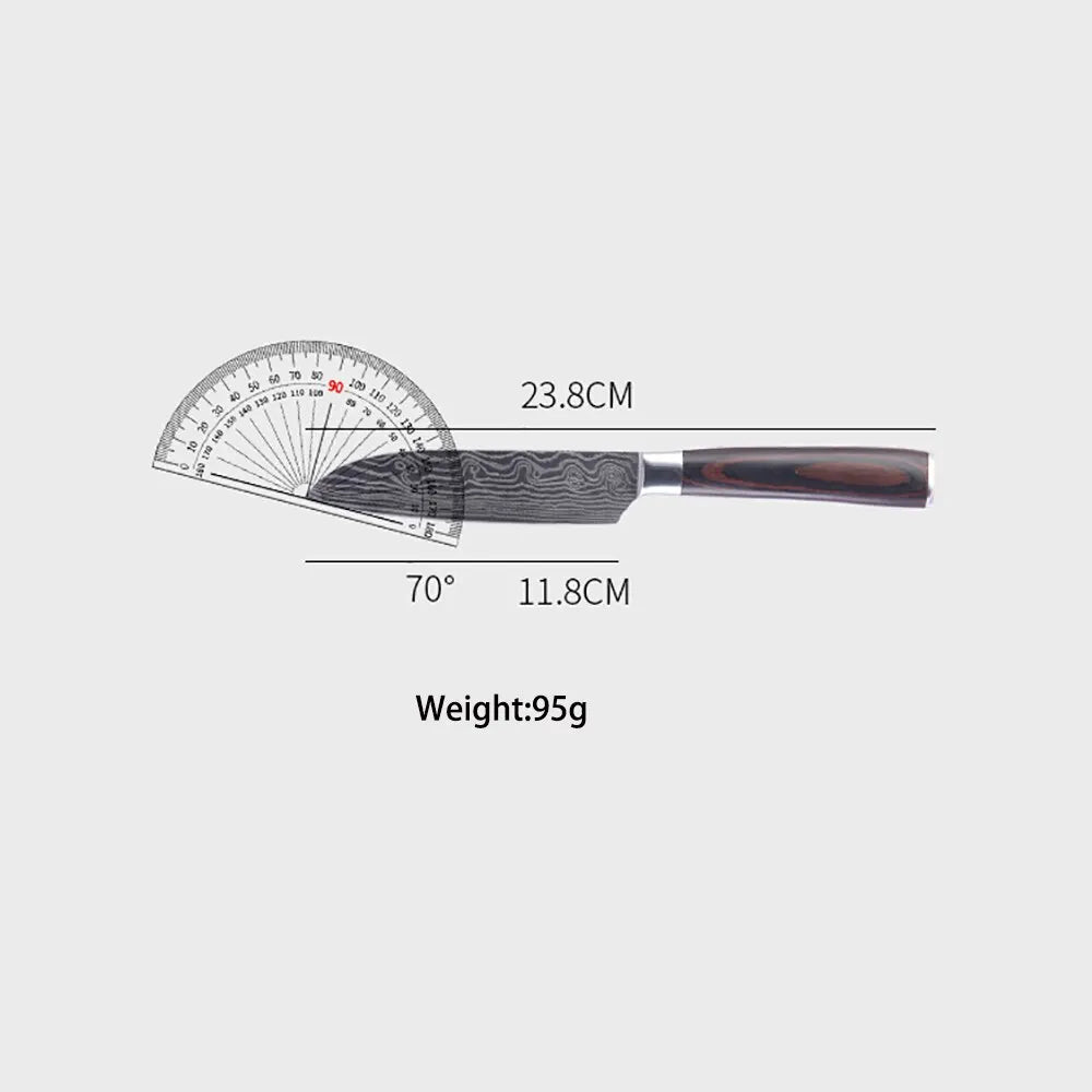 High Carbon Steel Santoku Knife 5 Inch Kitchen Knife for Cutting Slicing Pakkawood Handle