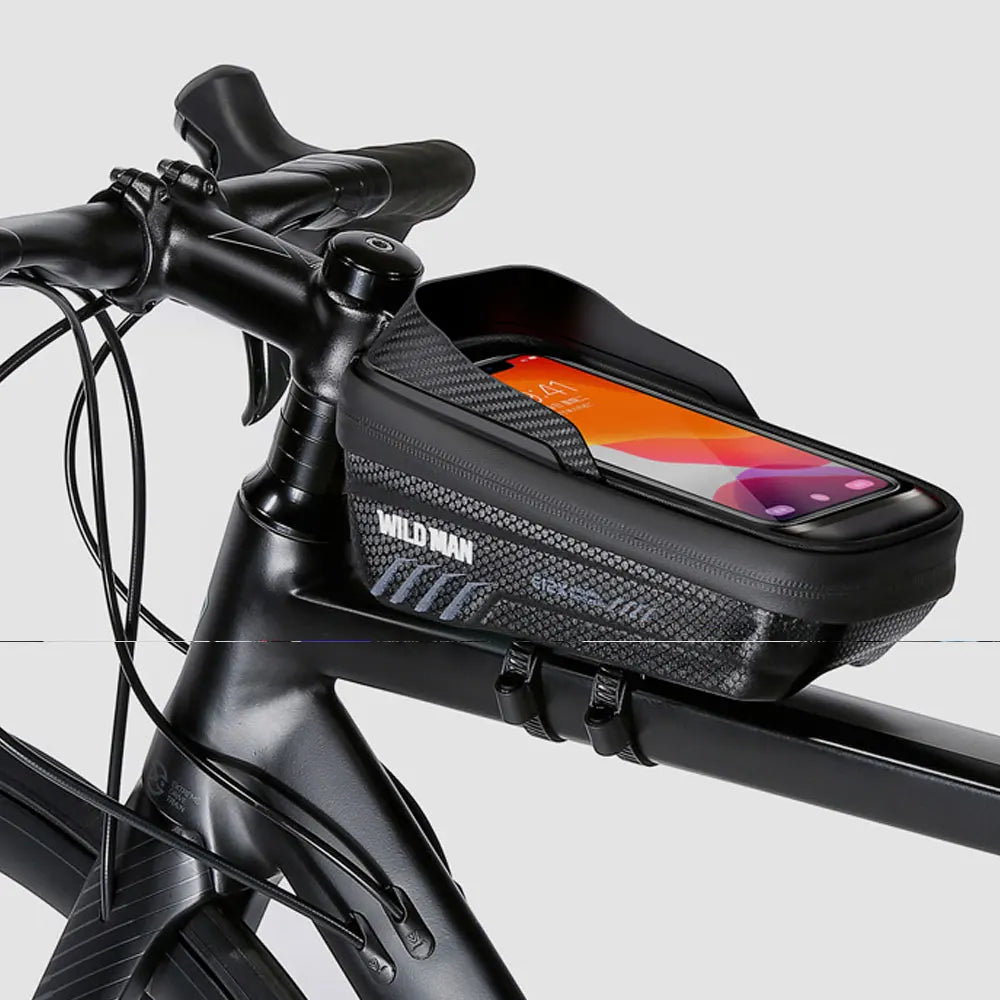 WILD MAN 2L Waterproof Bike Bag with 7.4-Inch Touch Screen Phone Holder - Frame Front Tube Cycling Bag & Accessories