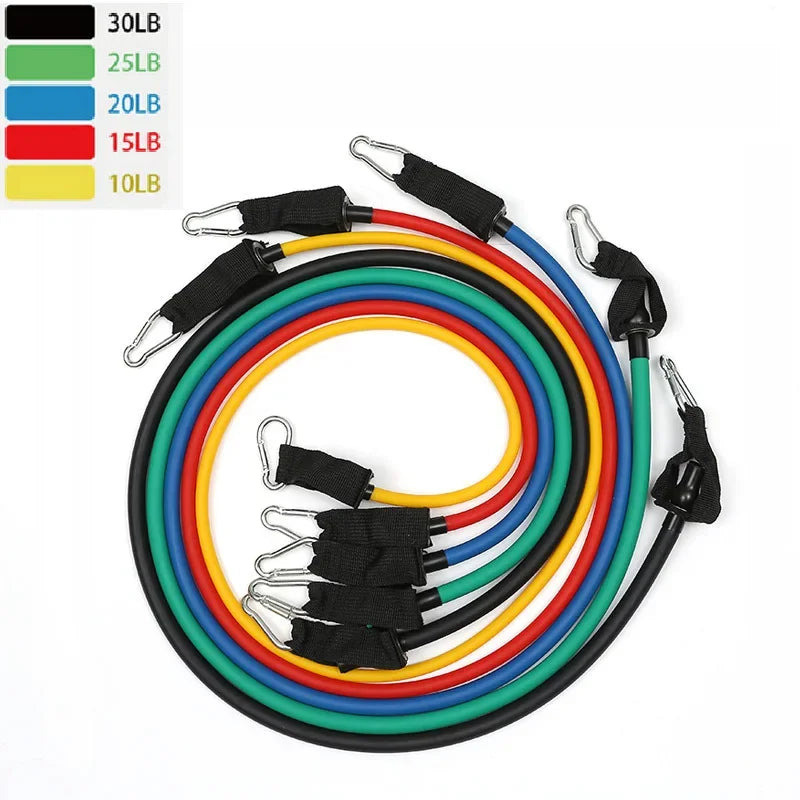 11Pcs Resistance Bands Set Yoga Exercise Fitness Band Pilates Tension