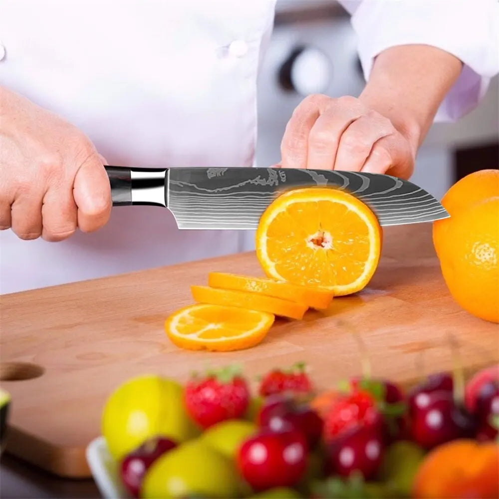 High Carbon Steel Santoku Knife 5 Inch Kitchen Knife for Cutting Slicing Pakkawood Handle