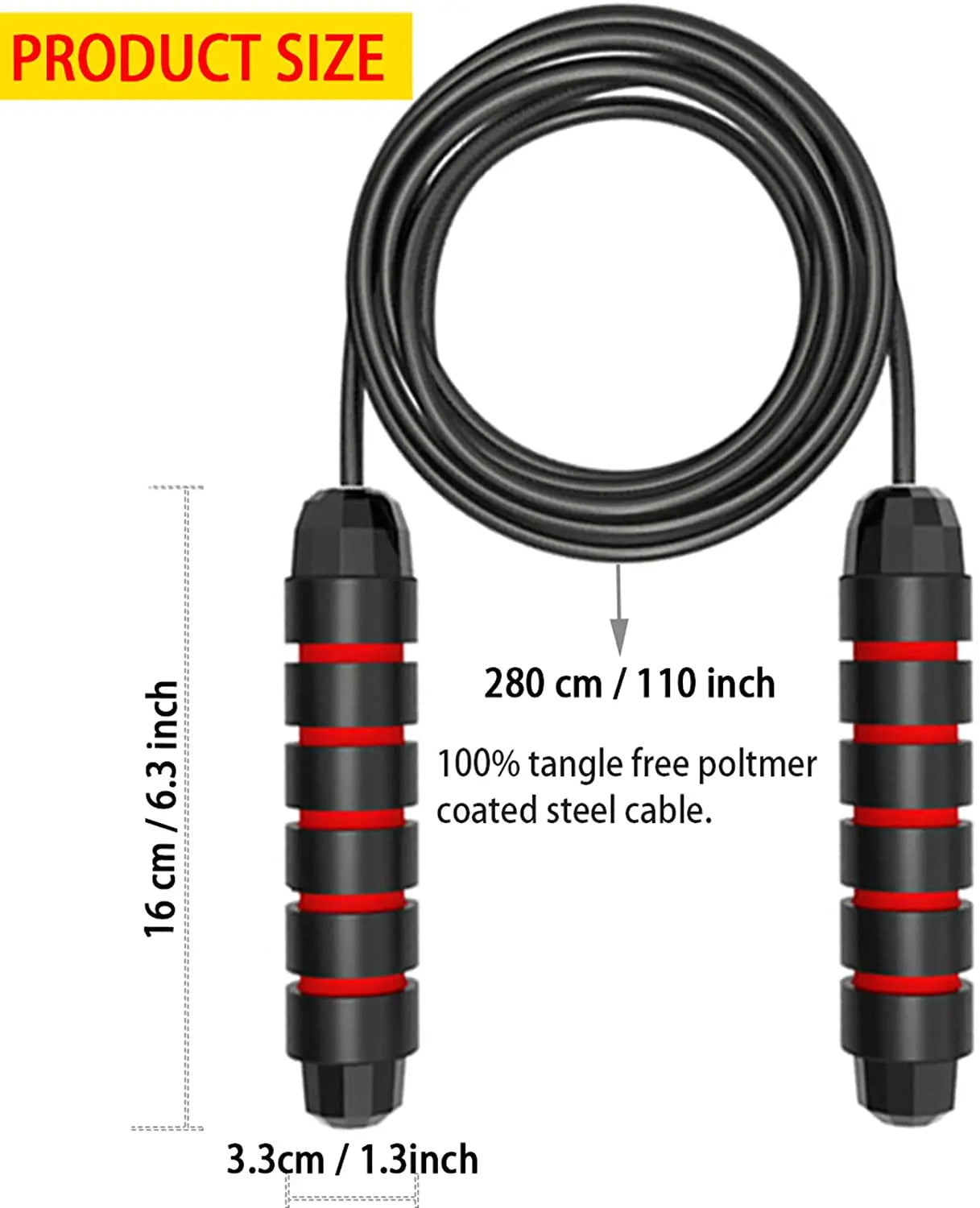 Fitness Workout Weighted Handle PVC Coated Steel Wire Adjustable Speed Skipping Rope Jump Rope