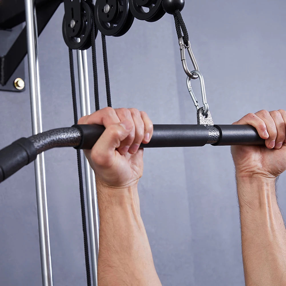 Fitness Cable Weight Pulley System Exercise Rope Bar Attachments LAT Pull Down Home Gym Equipment