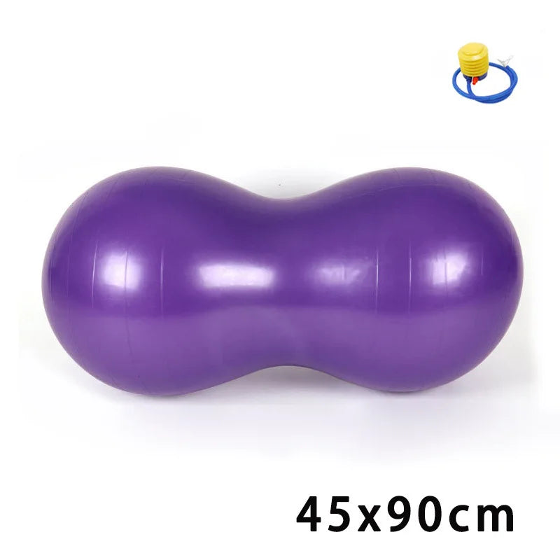 Anti-Burst 90x45cm Peanut Yoga Ball - Fitness Equipment for Home Workouts, Sports, Gym, Yoga, and Pilates Training, Includes Pump