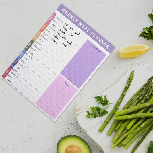 Weekly & Monthly Meal Planner Notepad with Tear-Off Grocery List, Fitness Tracker, and Daily Journal – Ideal for Women’s Health, Nutrition, and Meal Prep Organization