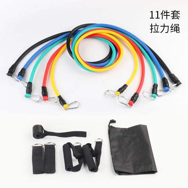 11Pcs Resistance Bands Set Yoga Exercise Fitness Band Pilates Tension