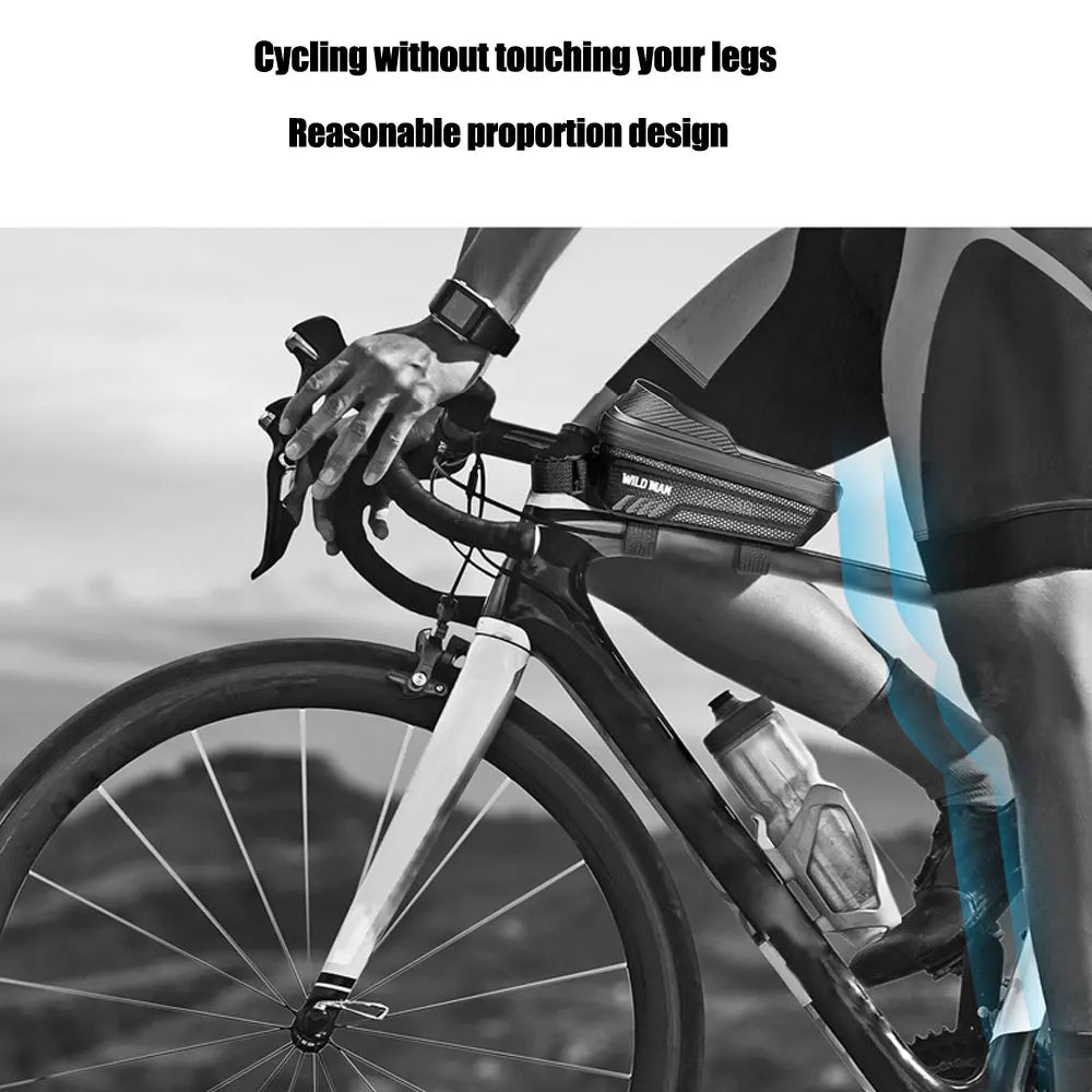 WILD MAN 2L Waterproof Bike Bag with 7.4-Inch Touch Screen Phone Holder - Frame Front Tube Cycling Bag & Accessories