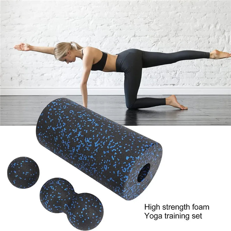 Hollow Yoga Roller and EPP Peanut Massage Ball Set - Fitness Foam Column for Back Pain Relief, Leg and Hip Stretching, and Deep Tissue Muscle Relaxation