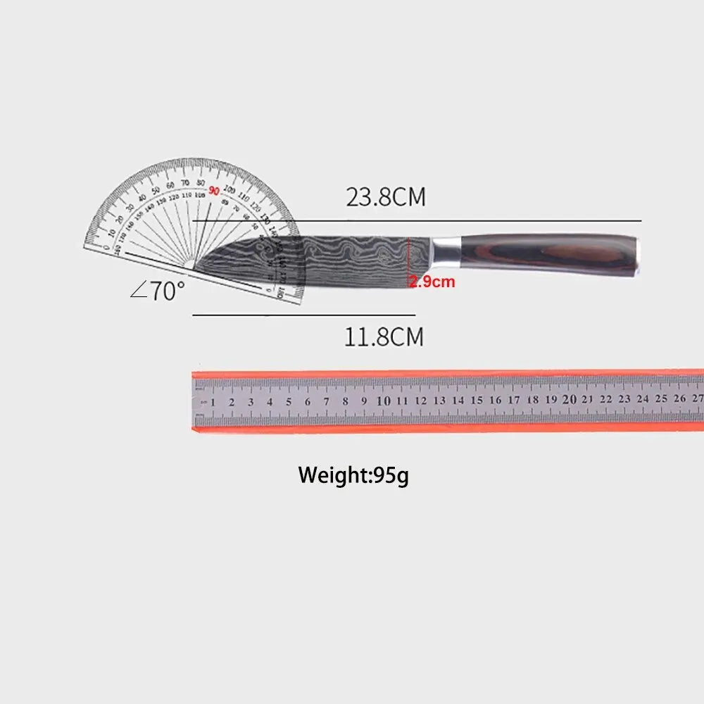 High Carbon Steel Santoku Knife 5 Inch Kitchen Knife for Cutting Slicing Pakkawood Handle