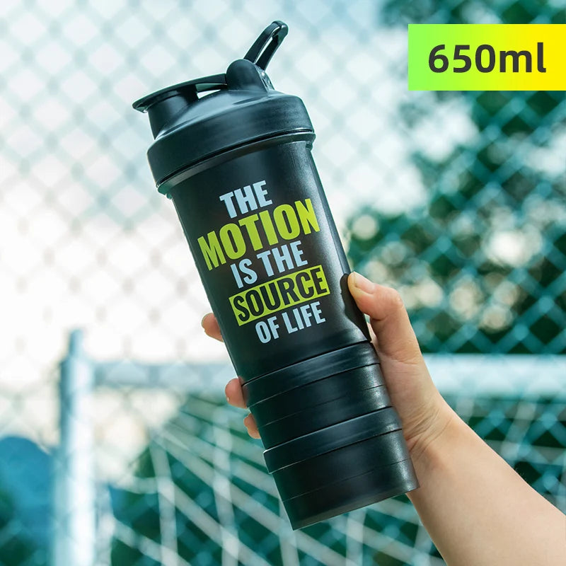 Shaker Bottles Gym Sports Protein Powder Mixing Bottle Outdoor Portable Leak Proof Plastic Cup Drinkware