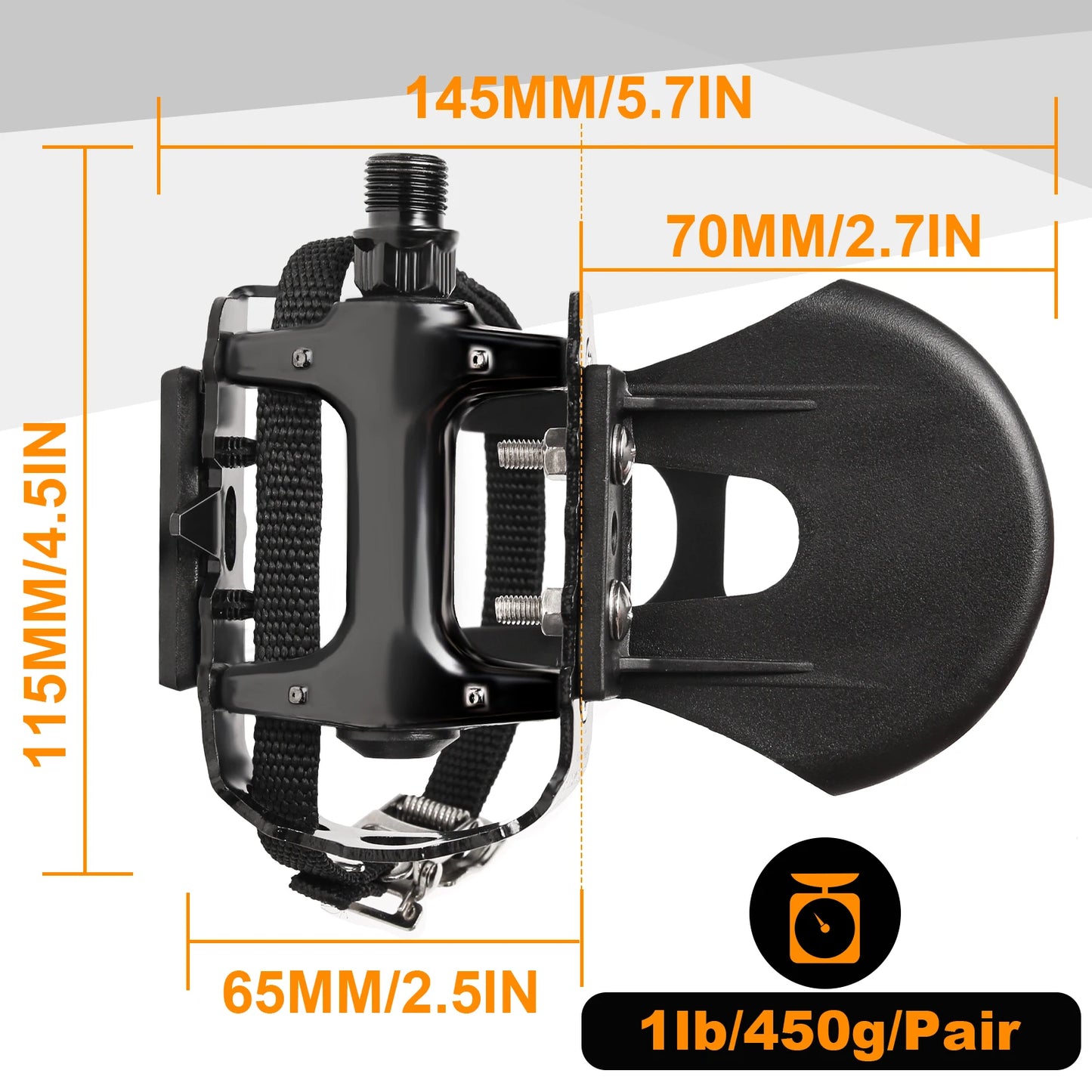 BUCKLOS Spin Pedals - DU Bearing Aluminum Alloy Pedals with Toe Clips for Road and Mountain Bikes, Ideal for Cycling and Exercise