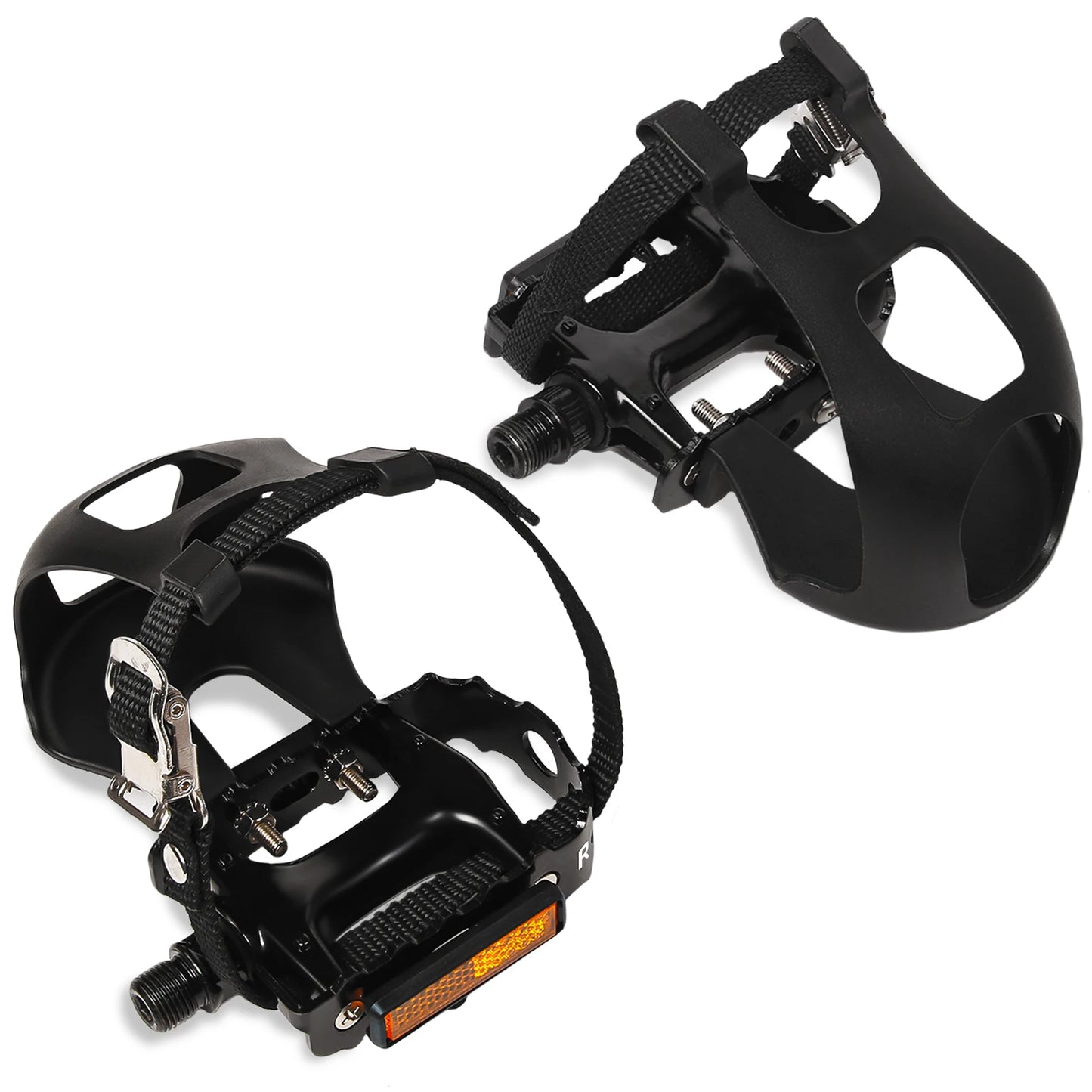 BUCKLOS Spin Pedals - DU Bearing Aluminum Alloy Pedals with Toe Clips for Road and Mountain Bikes, Ideal for Cycling and Exercise