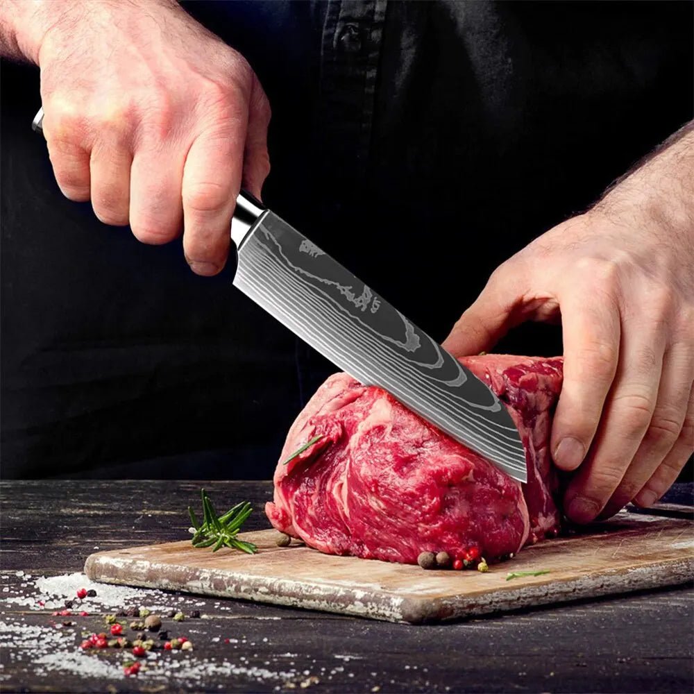 High Carbon Steel Santoku Knife 5 Inch Kitchen Knife for Cutting Slicing Pakkawood Handle