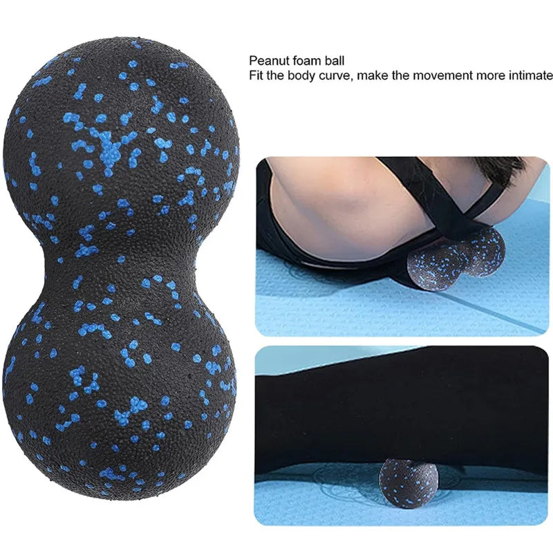 Hollow Yoga Roller and EPP Peanut Massage Ball Set - Fitness Foam Column for Back Pain Relief, Leg and Hip Stretching, and Deep Tissue Muscle Relaxation