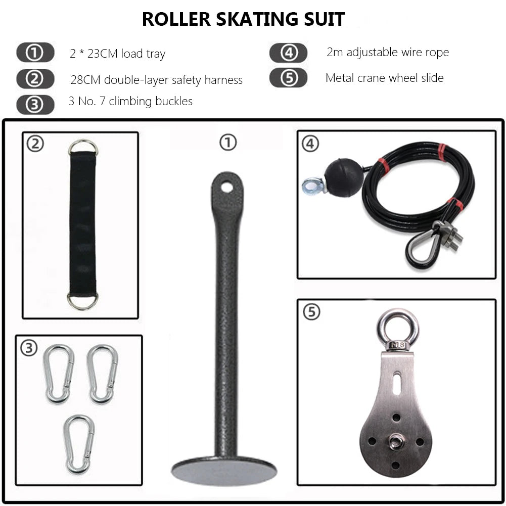Fitness Cable Weight Pulley System Exercise Rope Bar Attachments LAT Pull Down Home Gym Equipment