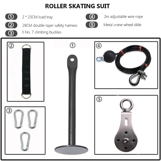 Fitness Cable Weight Pulley System Exercise Rope Bar Attachments LAT Pull Down Home Gym Equipment