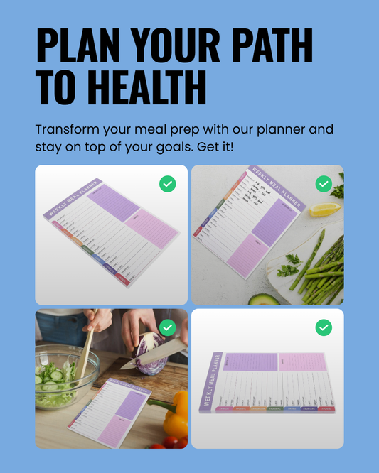 Weekly & Monthly Meal Planner Notepad with Tear-Off Grocery List, Fitness Tracker, and Daily Journal – Ideal for Women’s Health, Nutrition, and Meal Prep Organization