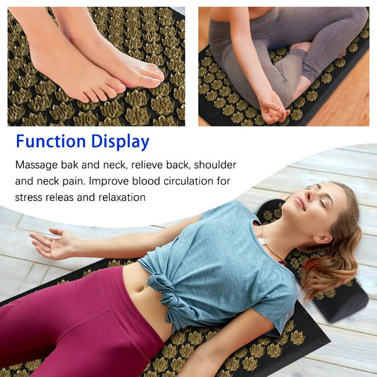 Pranamat Eco Lotus Spike Mat Cushion Applicator for Neck, Foot, Back, and Yoga Exercises