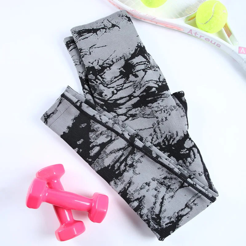 CHRLEISURE Seamless Jacquard Yoga Pants Elastic Butt Lift Scrunch Workout Tights Women's