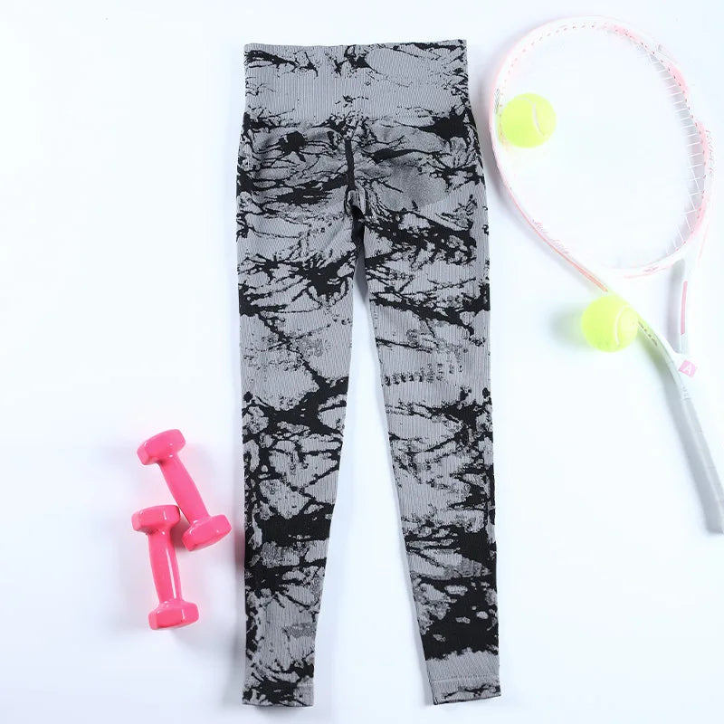 CHRLEISURE Seamless Jacquard Yoga Pants Elastic Butt Lift Scrunch Workout Tights Women's
