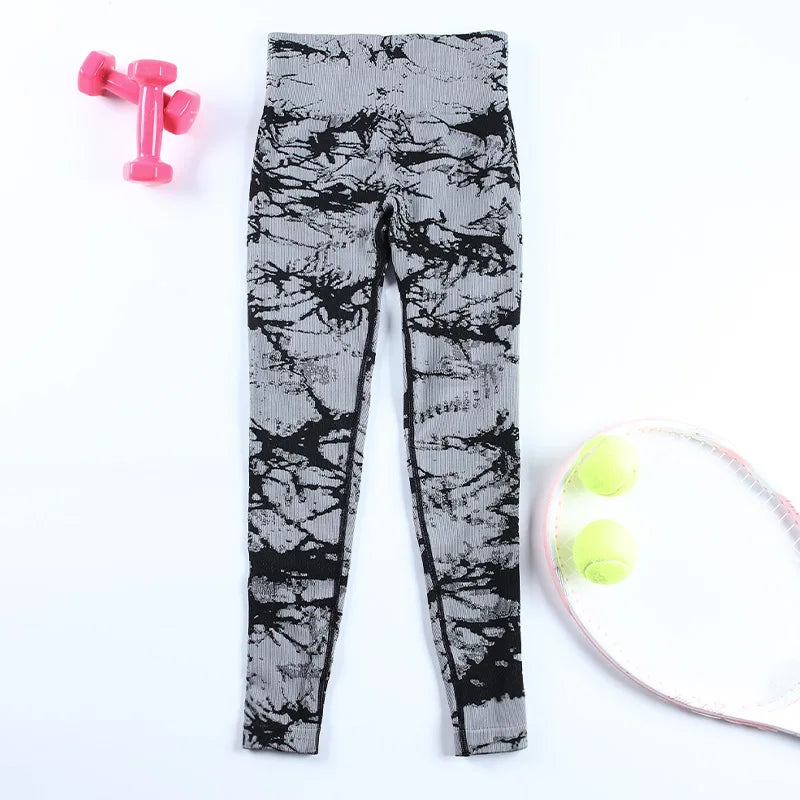 CHRLEISURE Seamless Jacquard Yoga Pants Elastic Butt Lift Scrunch Workout Tights Women's