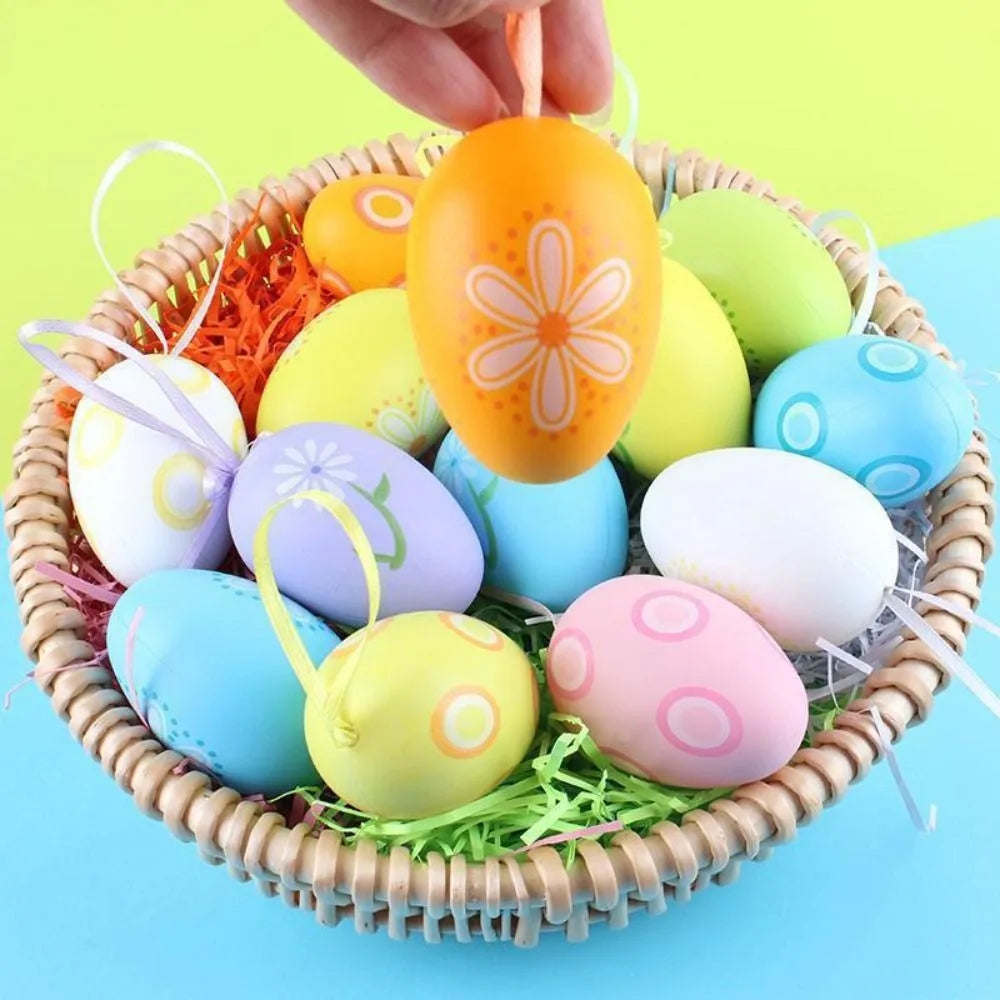 Easter Hand-painted Eggs Happy Easter Party Decor for Home 12pcs