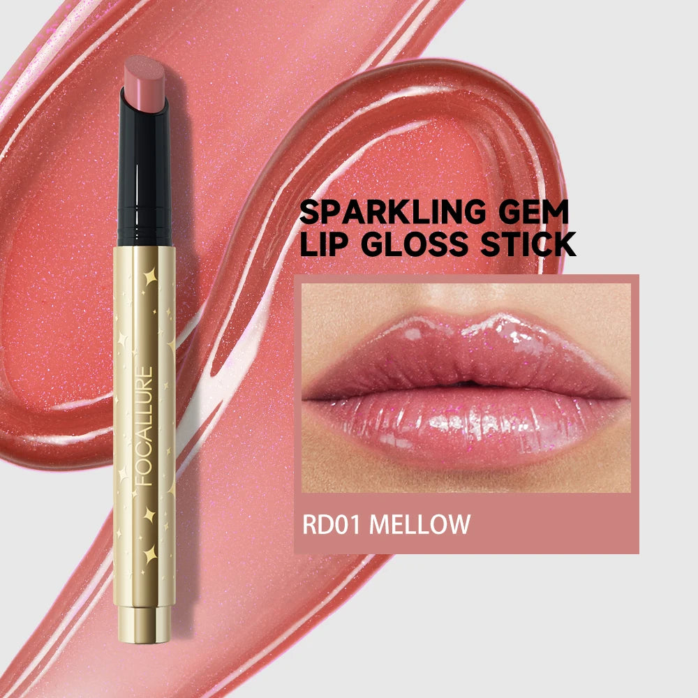 FOCALLURE Pearlescent Lip Gloss Stick Moisturizing Long Lasting Sexy Sparkling Lip Balm Shimmer Lipstick