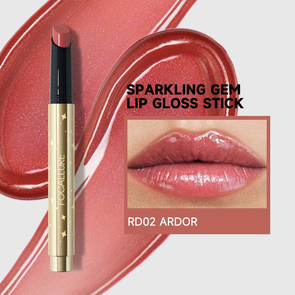 FOCALLURE Pearlescent Lip Gloss Stick Moisturizing Long Lasting Sexy Sparkling Lip Balm Shimmer Lipstick