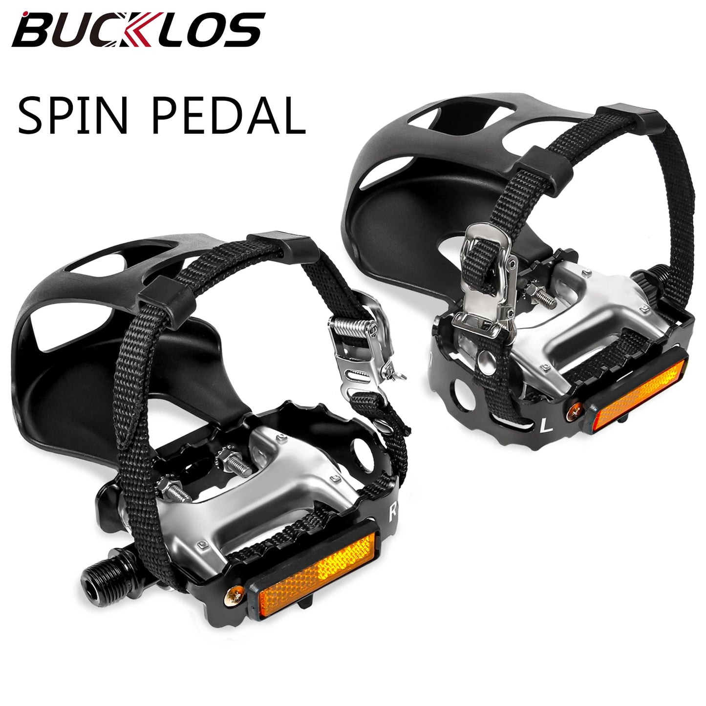 BUCKLOS Bicycle Spin Pedal DU Bearing Road Mountain Bike Top Clip Pedal Aluminum Alloy Cycling Exercise Pedals Bike Part