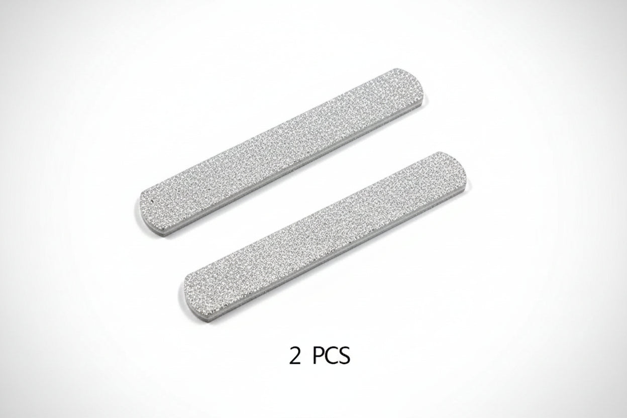 Two silver metal strips on a white background with '2 PCS' text.