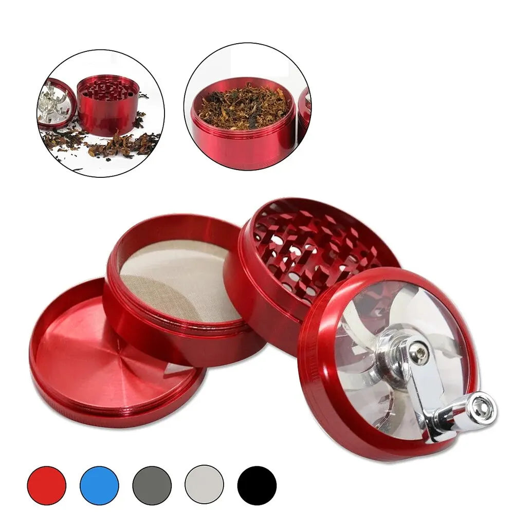 Herbal Crusher Tobacco Grinder Smoke Manual Kitchen Herb Metal 4 Layer Grinders Spice Mill Cigarette Accessories