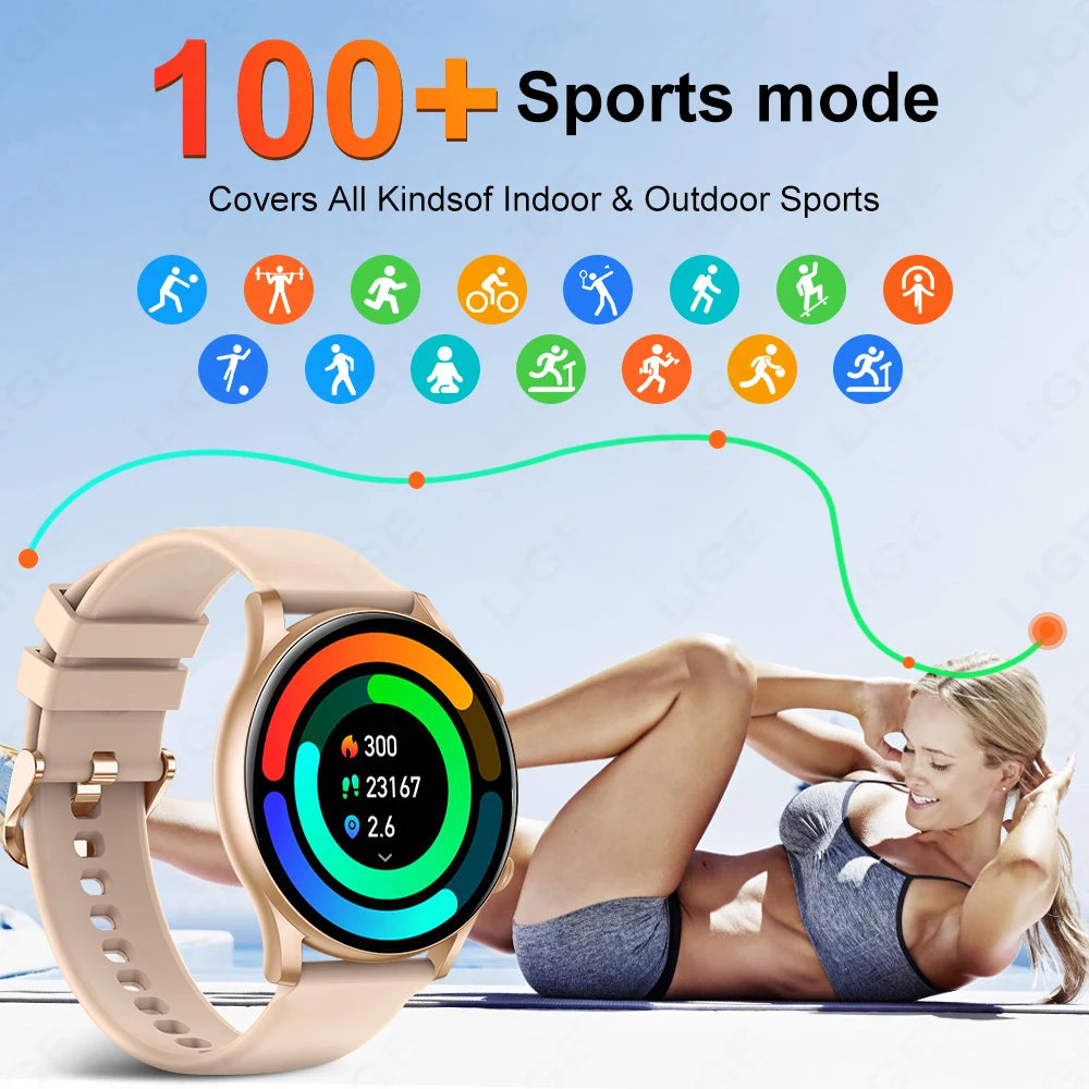 LIGE Smartwatch for Android and IOS with AI voice control and touch Screen