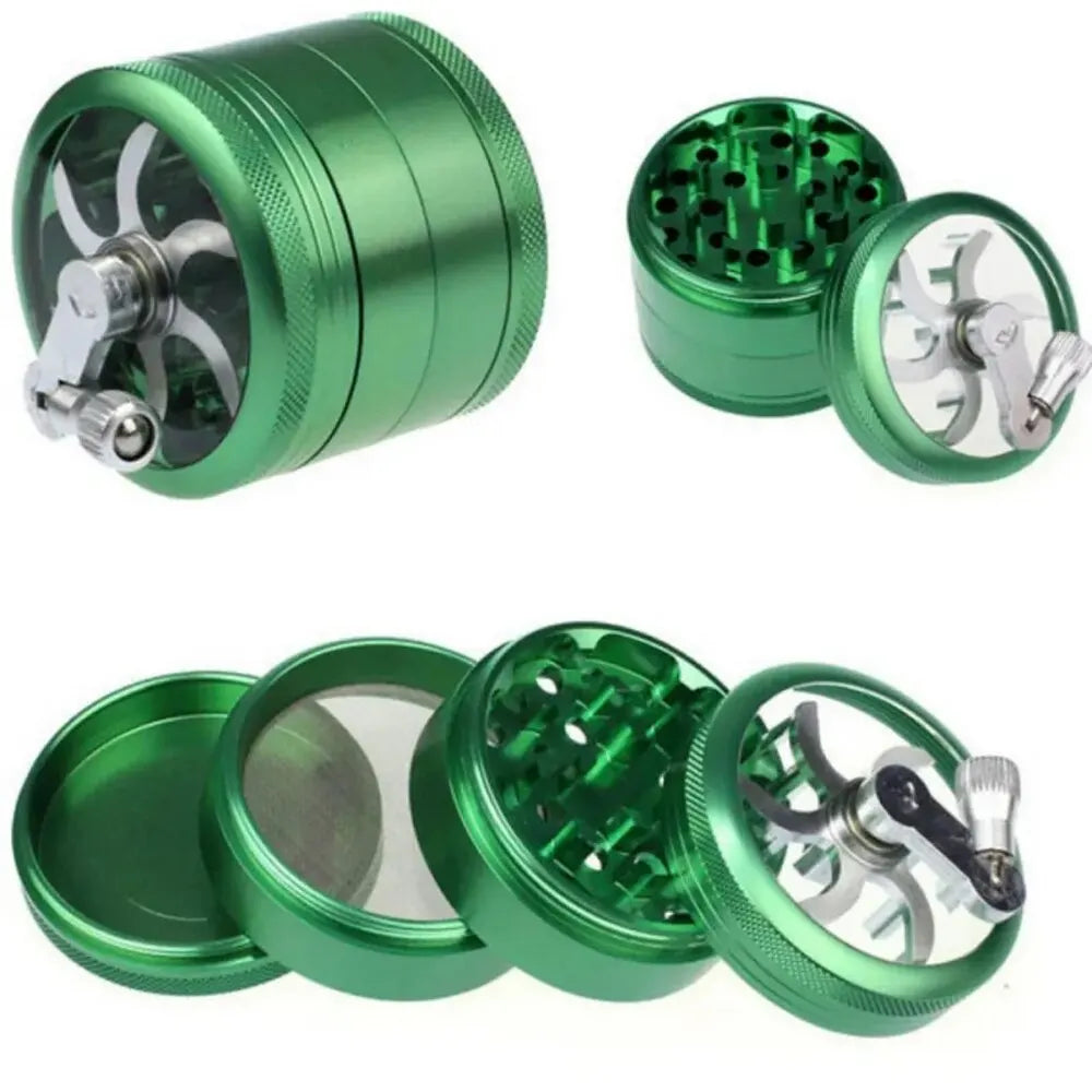 Herbal Crusher Tobacco Grinder Smoke Manual Kitchen Herb Metal 4 Layer Grinders Spice Mill Cigarette Accessories