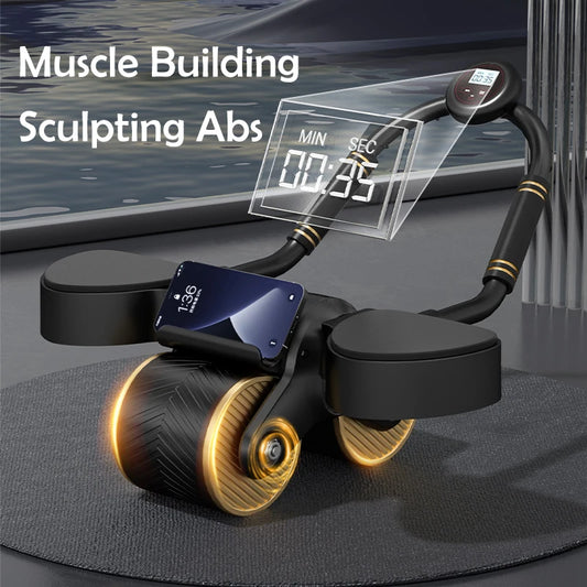 Smart Counting Ab Wheel Roller for Core Workout Automatic Rebound Abdominal Wheel With Elbow Support