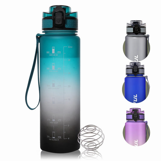 Sports Water Bottle with Shaker Ball 1000ml BPA Free Tritan Powder Mixing Cup Portable Leakproof