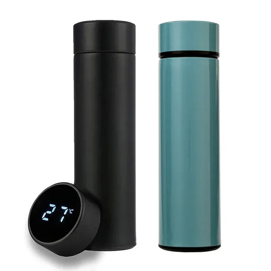2Pcs Stainless Steel Smart Water Bottle, Leak Proof, Double Walled, Keep Drink Hot & Cold, LCD Temperature Display