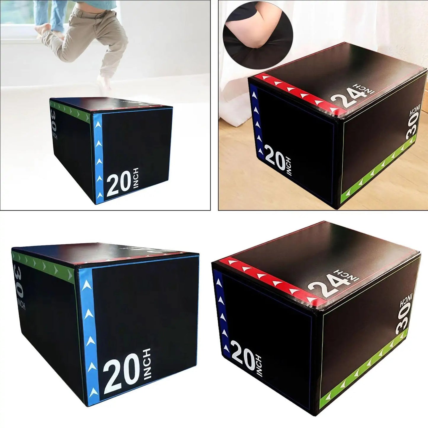 Heavy-Duty 3-in-1 Plyometric Jump Box – Anti-Slip Fitness Platform for Jumping, Lunges, Dips, and Skipping Workouts