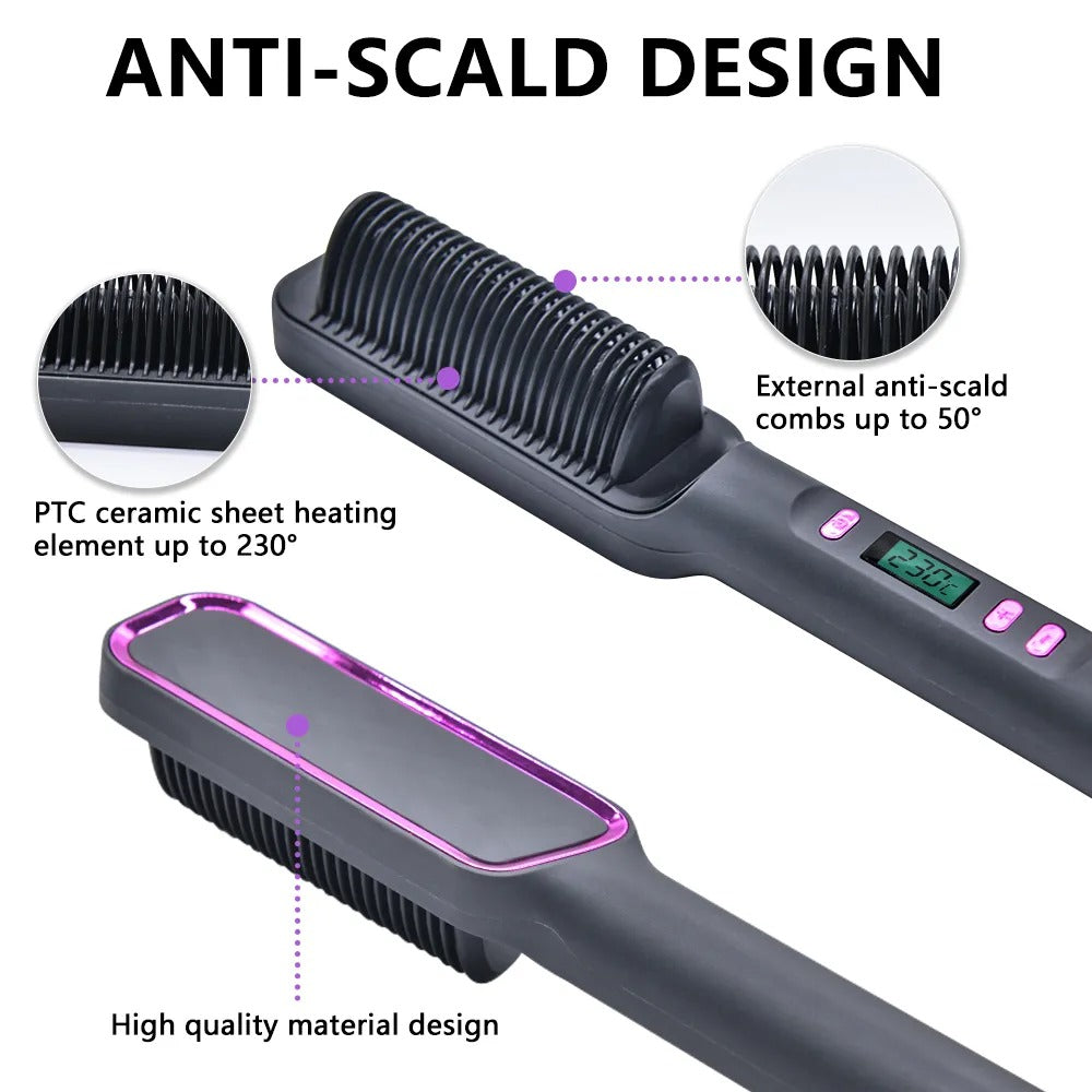 Электрическая горячая расческа, многофункциональный выпрямитель для прямых волос, расческа с отрицательными ионами, анти-ожоговый инструмент для укладки, щетка для выпрямления