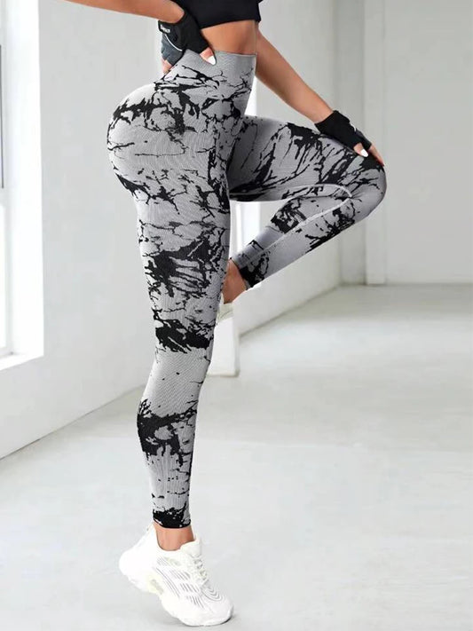 CHRLEISURE Seamless Jacquard Yoga Pants Elastic Butt Lift Scrunch Workout Tights Women's