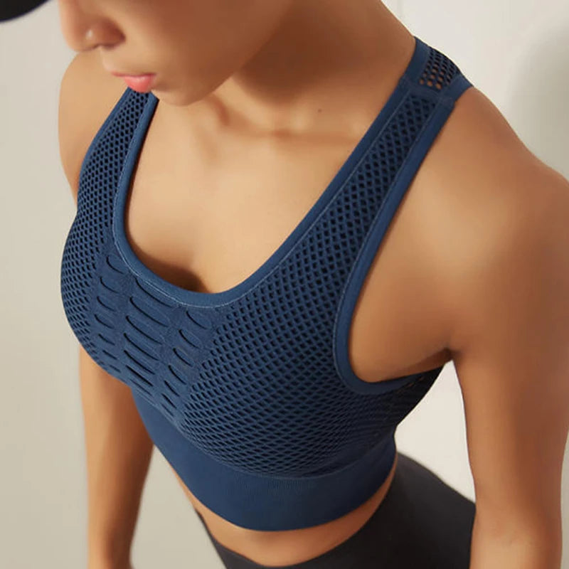 Fitness Women's Sports Bra Yoga Vest Backless Solid Quick Dry Running Sport Bra